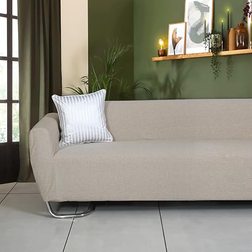 Image of ODE & CLEO with Front Vertical Foil Printed Stripe Cushion Covers with Zip Closure 18 inch x 18 inch (Pack of 3)