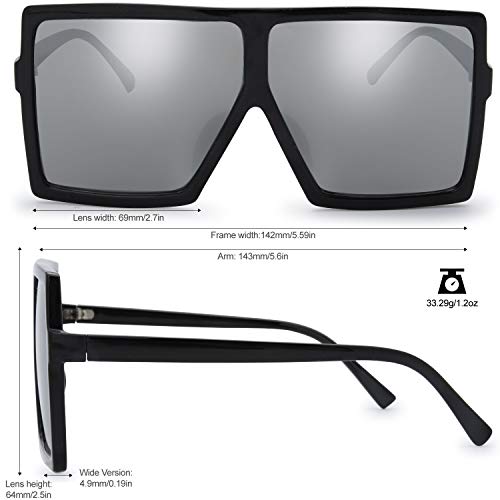 Image of The Fresh Large Oversized Fashion Square Flat Top Sunglasses - Exquisite Packaging