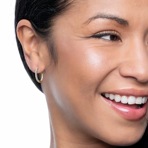 Amazon Essentials IGI Certified 0.5 Carat Genuine Lab Grown Diamond Hoops - 14k Solid Gold Inside Out Hoop Earrings for Women - Hoop Earrings for Women - Gold Earrings - Size 17mm3