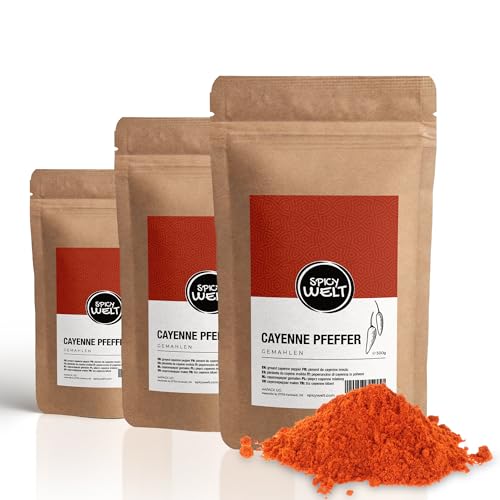 Spicy Welt Cayennepfeffer Gemahlen (250g) – Chilipulver für Marinaden, Rubs, Dips, Saucen, Suppen und Würzmischungen | Pikant, Kräftig und Aromatisch | 100% Naturrein, Ohne Zusätze