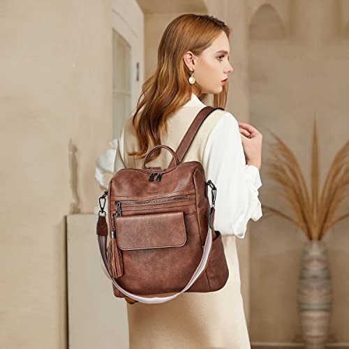 CASEEK Mochila feminina de couro: moda conversível feminina bolsa de ombro bolsa de viagem feminina