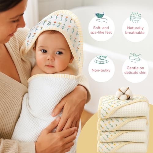 Image of TIDY SLEEP Waffle Design Baby Bath Towel - Ultra Soft, Highly Absorbent Whimsy Magic