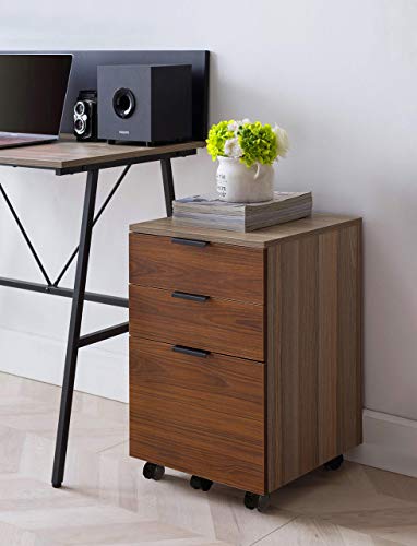 Jjs 3 Drawer Rolling Wood File Cabinet With Locking Wheels Home Office Portable Vertical Mobile Wooden Storage Filing Cabinet For A4 Or Letter Size Brown 0715050809540 Buy New And Used