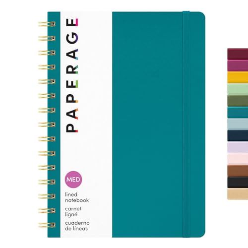 Carnet à spirale ligné turquoise, 160 pages pour le travail et l'école, format moyen rigide
