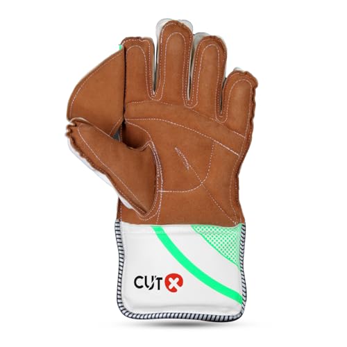 Image of CUT X Cricket Summer Leather Cricket Wicket Keeping Gloves Suitable for Professional Players (Green)