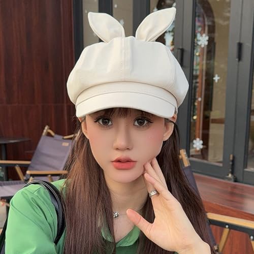 Hat Wear,Girls Painter French Berets Rabbits Ear for Holiday Photography Handmade Cartoon4