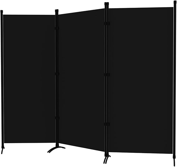 Room Divider 3-Panel Privacy Screen, Portable Screen Steel Frame with Hook&Loop for Home, Office, Classroom, Studio, Meeting Black Room Divider 3-Panel Privacy Screen, Portable Screen Steel Frame with Hook&Loop for Home, Office, Classroom, Studio, Meeting Black
