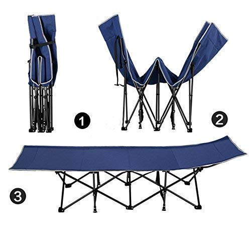 FEELING MALL Folding Camping Cot Outdoor Camping Bed Portable with Carry Bag Camp Cot for Adults for Hiking Backpack Car Camping Outdoor&Indoor Picnic Lightweight Bed, Blue 3