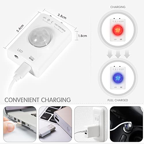 Kucam Rechargeable Under Cabinet Lighting, 2M Motion Sensor Led Light Strip, 6000K Cold White Night Light For Closet, Stairway, Stairs, Counter, Kitchen Cupboard, Bedroom, Bathroom #TOP2
