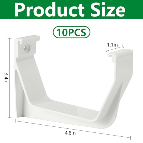 10 Pcs 5" W Exterior Gutter Support Hook, Weatherproof ABS Gutter Hangers by RUBII - Used condition - Image 2
