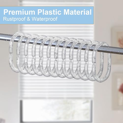 24 PCS Shower Curtain Rings, Plastic Clear Shower Curtain Hooks, C-Shaped Rings Hook Hanger for Shower Curtain Bathroom Window Rod - Thumbnail 7