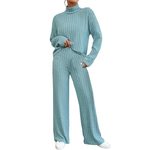 Ensemble tricoté haut de gamme pull chaud et pantalon fluide hiver