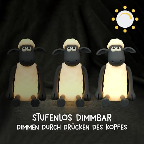 MegaLight LED Nachtlicht Kinder RGB-Farbwechsel | Nachtlicht Baby ohne verschluckbare Kleinteile | Stilllicht dimmbar mit Timer | Nachtlampe für Kinderzimmer Touch USB | Shaun das Schaf