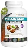 Weight Gainer CHOCOLATE HAZELNUT 3kg, 570+ kcal pro Portion, VEGAIN MAX Muscle Mass Gainer, hoher Protein-Gehalt 30% + komplexe Kohlenhydrate, ohne Maltodextrin & Dextrose, laktose-frei & vegan