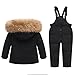 Toddler 2 Piece Ski Suits Winter Padded Hooded Puffer Jackets Bib Snow Pants Set Baby Boys (Black-1, 18-24 Months)