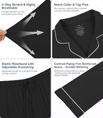 Image of WiWi Viscose from Bamboo Women's Pajamas Set Super Soft Button Down Top and Pants Sleepwear Cooling Pjs S-3X