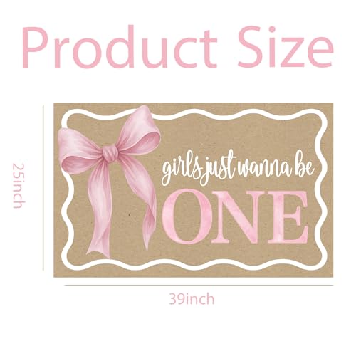 One Bow Banner for First Birthday Decorations for Girl Pink Bow Backdrop Girls Just Wanna Be One Birthday Party Decorations by JOTTING - Used condition - Image 2