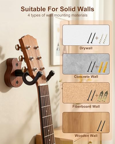 New Bee uchwyt na gitarę ścienną,Metalowy wieszak na gitarę,Uniwersalna podstawa z tworzywa sztucznego Wieszak na gitarę dla mandoliny, Bas, Banjo, 360° Regulowany,Wyświetlacz gitarowy, Akcesoria