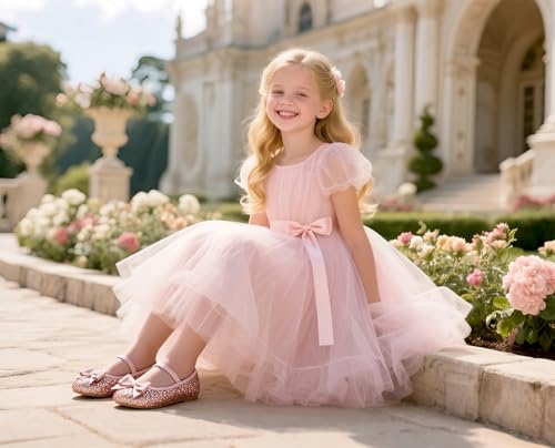 Image of PHIRAMIN Toddler Flower Girl Dress Shoes - Little Girl Ballet Flats Bow Wedding Party