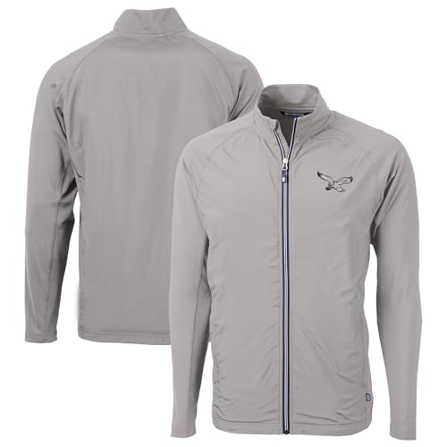 Cutter & Buck Men's Gray Philadelphia Eagles Big & Tall Adapt Eco Knit Hybrid Recycled Full-Zip Jacket