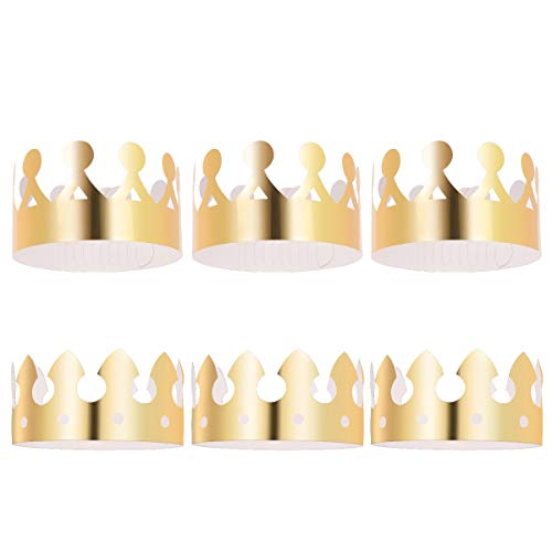 NUOLUX Gold Paper Crown Party Crown Hat Cap for Birthday Celebration Baby Shower Photo Props 12 Pack
