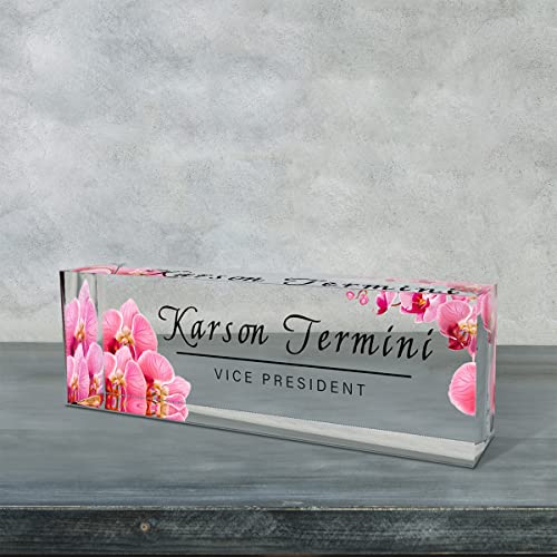 Desk Name Plate Personalized | Office Decor | Name Tags | Desk Decorations for Women Officeâ€¦ (Orchid)
