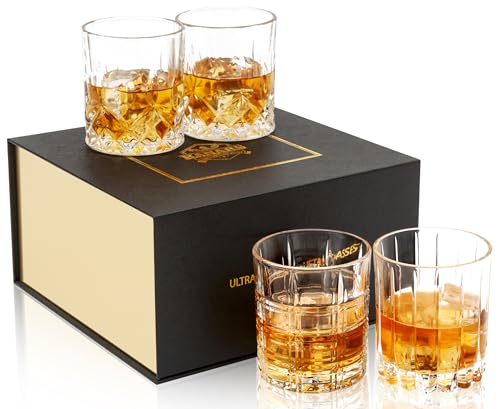 KANARS-Old-Fashioned-Whiskey-Glasses-Multi-Designs-Bourbon-Glass-10-oz-with-Luxury-Box-Ultra-Clear-Crystal-Rocks-Barware-for-Scotch-Irish-Whisky-Rum-and-Cocktail-Set-of-4 KANARS Old Fashioned Whiskey Glasses Multi Designs Bourbon Glass 10 oz with Luxury Box Ultra Clear Crystal Rocks Barware for Scotch Irish Whisky Rum and Cocktail Set of 4
