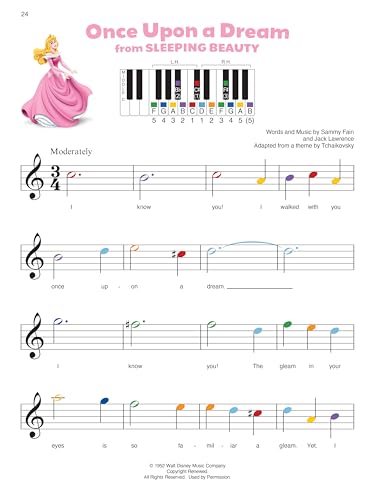 Piano-by-Color - Disney Princess Collection | Piano Sheet Music Songbook by Various | Color Coded Notation with Matching Stickers | 20 Disney Princess Songs and Bonus Activities for Kids - Image 8