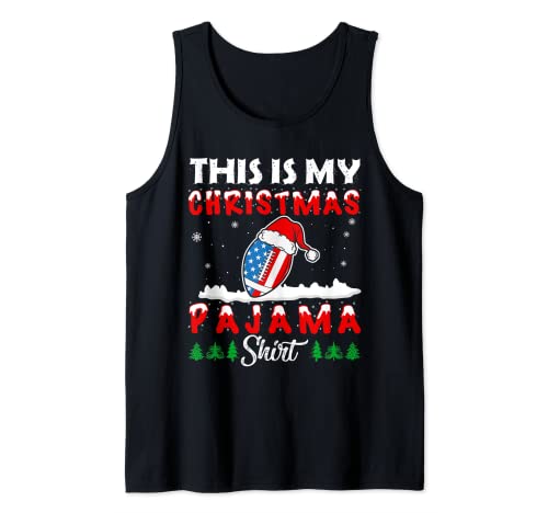 This Is My Christmas Pajama American Football Usa Flag Xmas Camiseta sin Mangas