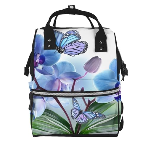 Sac à langer imprimé fleur papillon noir multifonction pour bébé