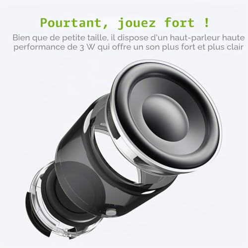 Ewa Etui De Voyage Inclus, A106 Pro Mini Enceinte Bluetooth Portable Actif avec Basse Extra, Autonomie 12hrs, étanchéité IP67, Mini Haut Parleur Parfait pour la Douche, Chambre, Vélo (Argenté) – vue 3