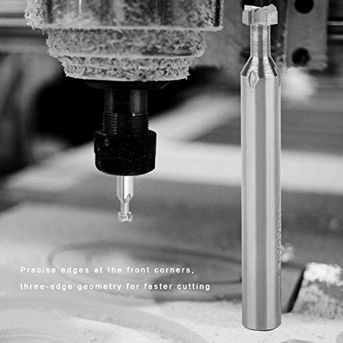 Image of T Slot Cutter End Mill 4 Flutes Tungsten Steel Milling Cutter for Aluminum Alloy Wood Cutting T-Type Slot Tool D6xH2xL50xφ6