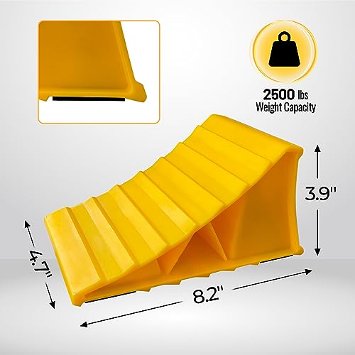 Hoxwell NBTS201-4 2 Pairs Wheel Chocks For Travel Trailers, Non Slip Heavy Duty Yellow Wheel Chock, Lightweight Wheel Stoppers For Cars Camper Trucks Rvs thumb #1