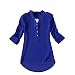 Amoin Women's V-neck Chiffon Shirt Blouse (M, Blue)