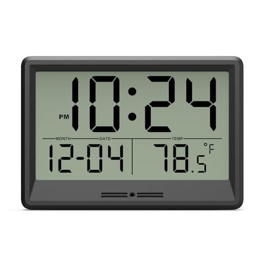 Digital Wall Clock Battery Operated, 8 Inch Small Wall Clock with Large Display, Temperature and Date | Simple Desk Clock | Silent Wall Mount Digital Clock for Bedroom, Kitchen, Living Room, Office