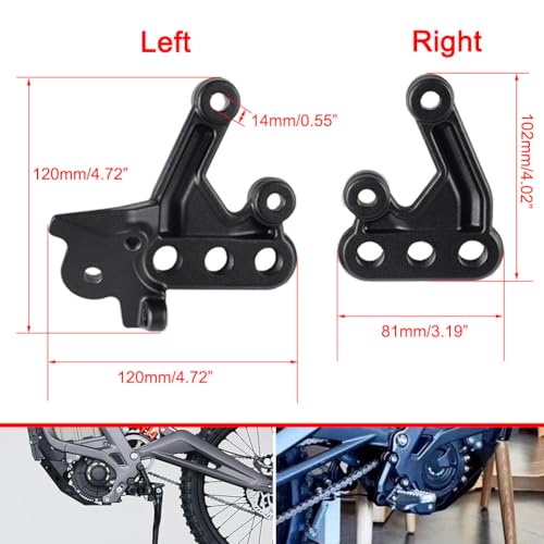 Image of Foot Pegs Bracket Surron Foot Rest Brackets Motorcycle Footbracket CNC Aluminum Foot Peg Pedal Bracket Kit for Light Bee Sur-Ron S /X Dirt Bike black