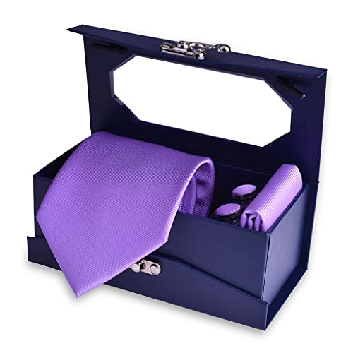 Set de corbata con pañuelo y gemelos para hombre