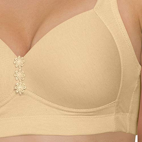 Image of Tweens Lite Wite - Minimiser Medium Padded Cotton Lycra Bra (Plus Size) - Triple Hook - Full Coverage - Wirefree - Seamless T-Shirt Bra