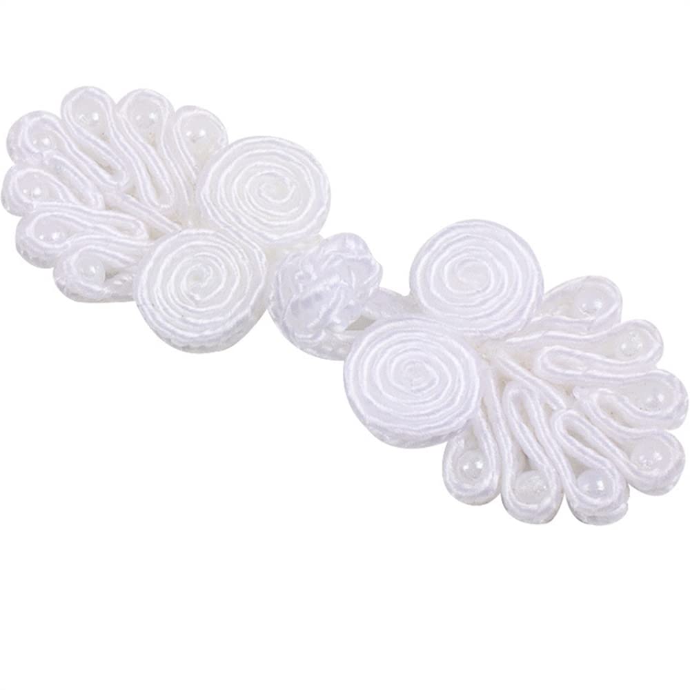CENPEKCENPEK 10 Pairs Chinese Knots Frog Buttons Closure Sewing Fasteners for Sweater Cloak Coats Scarf Cardigan and Costumes Outfit Sewing-White