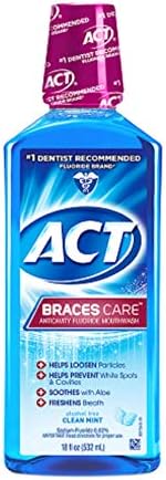 ACT Braces Care Anticavity Fluoride Mouthwash with Xylitol, Clean Mint 18 oz