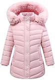 MAJSEBI Girls Long Puffer Jacket with Faux Fur Hood,Winter Warm Down Coat for Kids Outerwear