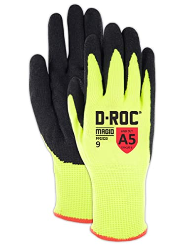 MAGID ANSI A5 High-Visibility Sandy Nitrile Coated Padded Palm Work Glove, 1 Pair, PPD520