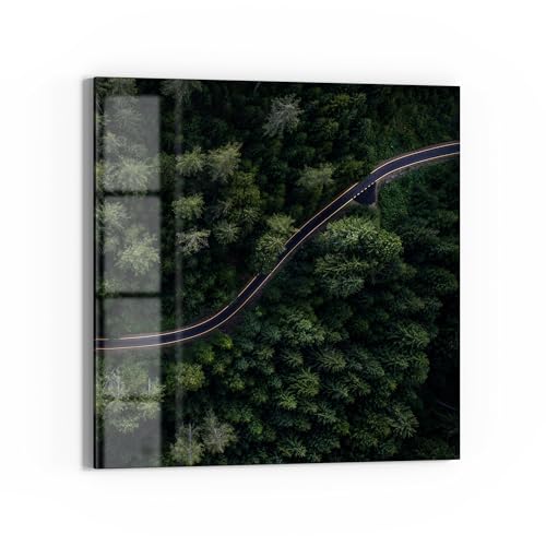 DEQORI Glas-Magnettafel | 30x30 cm cm groß | Motiv Grüne Straßenwelt | Memo-Board aus Glas | Magnetboard inkl. Magnete, Stift & Tuch für Küche & Büro | Tafel magnetisch & beschreibbar