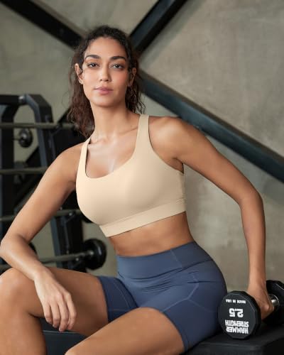 Image of RUNNING GIRL Sports Bra for Women,Molded Cup Strappy Running High Impact Sports Bra with Sewn in Pads