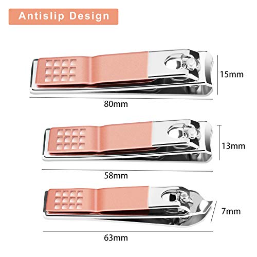 Manicure Set 12pcs Manicure Pedicure Set Professional Nail Clipper Kit Stainless Steel Nail Care Tools with Luxurious Travel Case (Pink) - Thumbnail 2