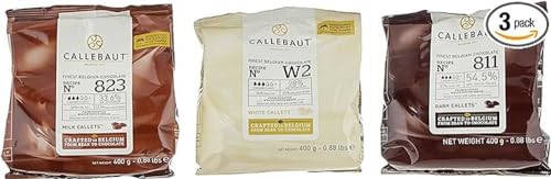 Callebaut - Callebaut Bundle - Chocolat de Couverture au Lait, Noir & Blanc Belge - Finest Belgian Chocolate (Callets) Lot de 3 x 400g
