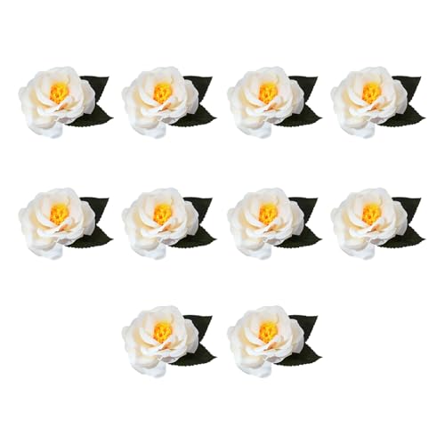 Wsdsgz Lot de 10 petites têtes de fleurs artificielles de 7,9 cm pour centres de table de mariage, couture, travaux manuels, décoration de vêtements