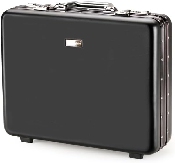 Baxi&barna Lightweight Business Briefcase for Up to 17.3 Inch Laptop, Security Lockbox for Important Documents, New Aluminum Frame Money Case