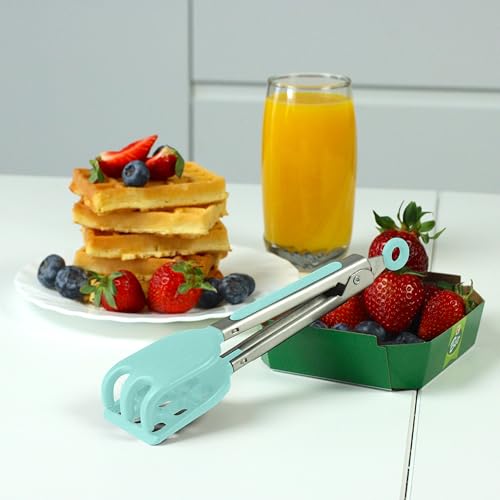 image for Mini Waffle Tongs by StarBlue Green – 8 Inches Silicone and Nylon Se
