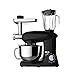 Robot kuchenny — mikser stojący 3 w 1, mikser do ciasta, silnik elektryczny 1400 W, 5,5 litra, przystawka do mielenia mięsa i szkła do mieszania, trzepaczka, prędkość robocza etapu 6+P+0,Black